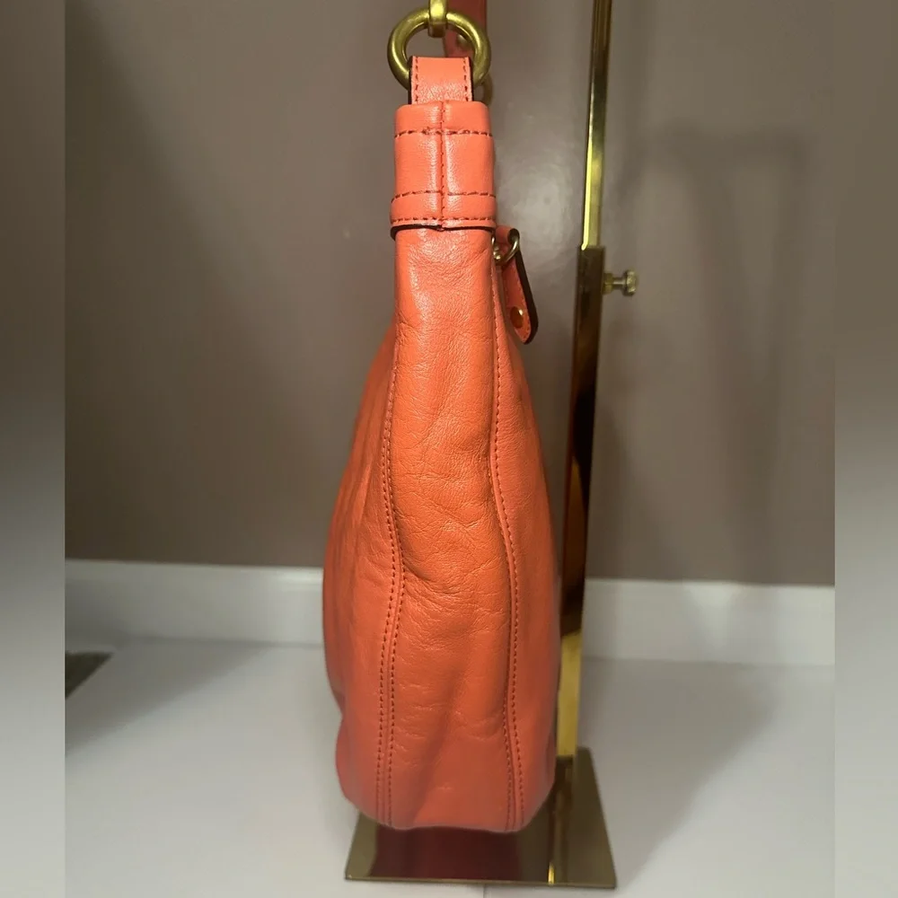 Coach Ashley Coral Leather Pleated  Convertible Hobo Bag - EUC
